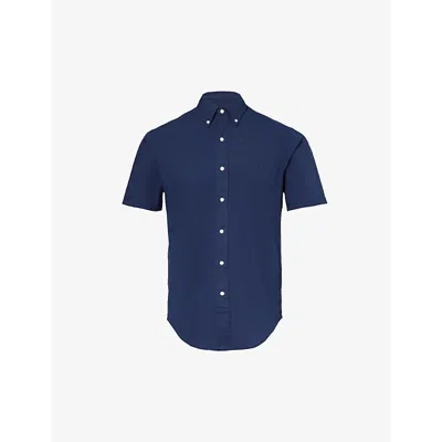 Polo Ralph Lauren Mens Astoria Navy Logo-embroidered Regular-fit Short-sleeve Cotton Shirt Xxl