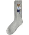Polo Ralph Lauren Mens Grey H Polo Bear-intarsia Stretch Cotton-blend Socks In Grey