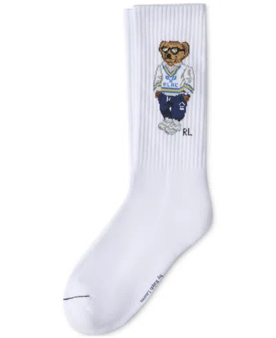 Polo Ralph Lauren Athletic Club Bear Crew Sock In White, Men's At Urban Outfitters In White