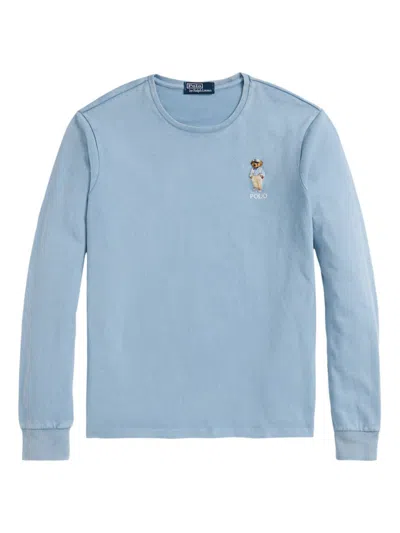 Polo Ralph Lauren Men's Bear Cotton Long-sleeve T-shirt In Vessel Blue