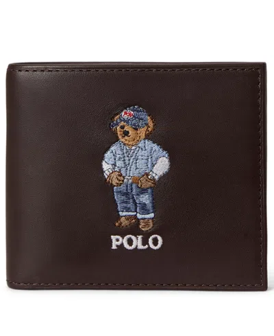 Polo Ralph Lauren Men's Bear Print Billfold Wallet In Brown