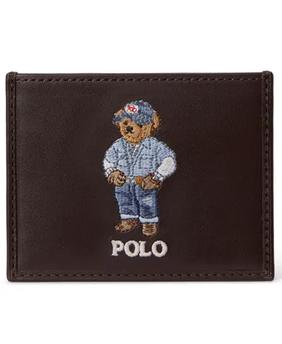 Polo Ralph Lauren Men's Bear Print Card Case In Brown