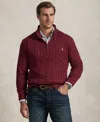 Polo Ralph Lauren Men's Big & Tall Cable-knit Cotton Quarter-zip Sweater In Red