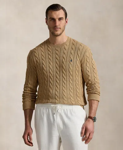 Polo Ralph Lauren Men's Big & Tall Cable-knit Cotton Sweater In Camel Melange