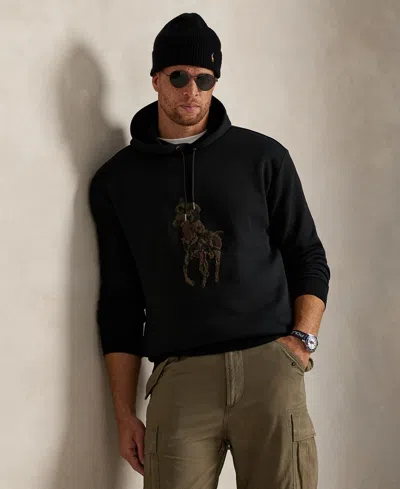 Polo Ralph Lauren Men's Big & Tall Camo Big Pony Double-knit Hoodie In Black