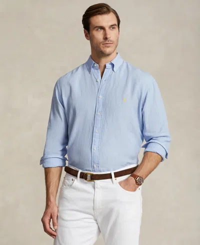 Polo Ralph Lauren Men's Big & Tall Classic-fit Linen Shirt In Blue Hyacinth