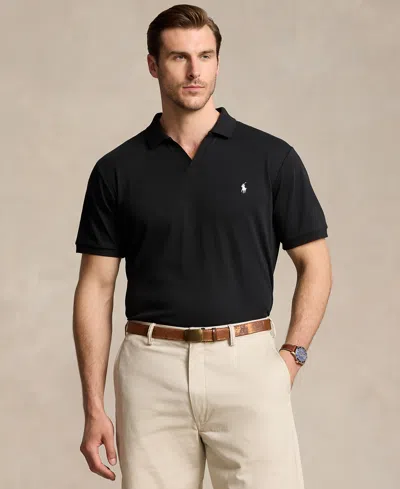 Polo Ralph Lauren Men's Big & Tall Cotton Interlock Johnny-collar Polo Shirt In Polo Black