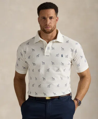 Polo Ralph Lauren Men's Big & Tall Dog-print Mesh Polo Shirt In Neutral