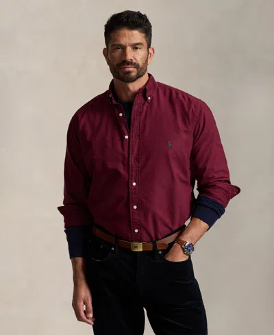 Polo Ralph Lauren Men's Big & Tall Garment-dyed Oxford Shirt In Classic Wine,c5200
