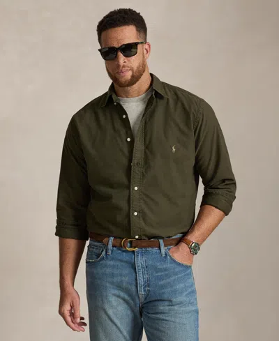 Polo Ralph Lauren Men's Big & Tall Garment-dyed Oxford Shirt In Company Olive