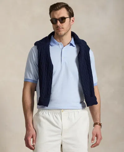 Polo Ralph Lauren Men's Big & Tall Houndstooth Jersey Polo Shirt In Blue