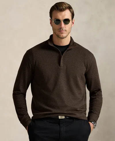 Polo Ralph Lauren Men's Big & Tall Houndstooth Luxury Jersey Pullover In Brown