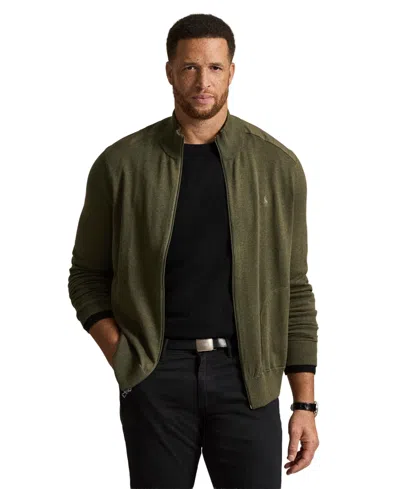 Polo Ralph Lauren Men's Big & Tall Hybrid Full-zip Mockneck Channel-quilted Cardigan In Green