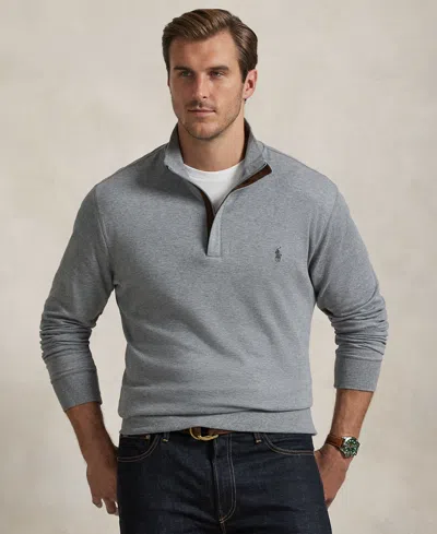 Polo Ralph Lauren Men's Big & Tall Luxury Jersey Quarter-zip Pullover In Faded Royal