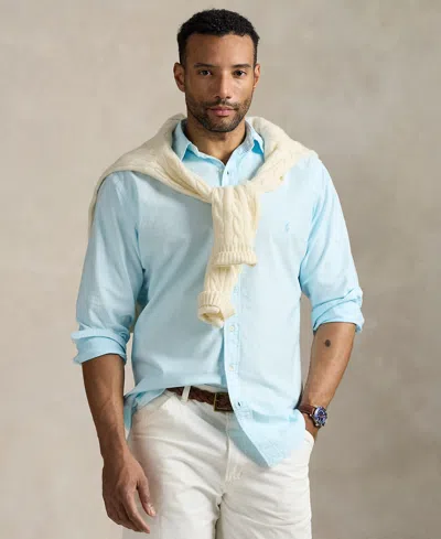 Polo Ralph Lauren Men's Big & Tall Mineral-dyed Oxford Shirt In Sky