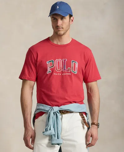 Polo Ralph Lauren Men's Big & Tall Plaid-logo Jersey T-shirt In Red