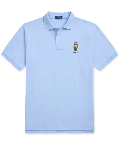 Polo Ralph Lauren Men's Big & Tall Polo Bear Mesh Polo Shirt In Chambray Blue