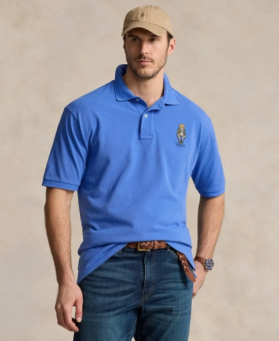 Polo Ralph Lauren Men's Big & Tall Polo Bear Mesh Polo Shirt In Sp New Englnd Blue Hrtg Bear