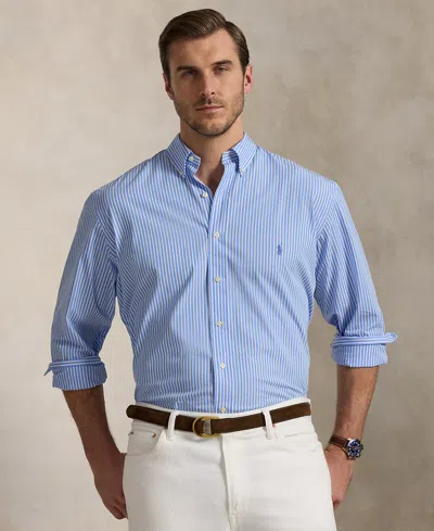 Polo Ralph Lauren Men's Big & Tall Poplin Sport Shirt In Canvas Blue,white