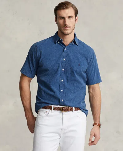 Polo Ralph Lauren Men's Big & Tall Seersucker Shirt In Dark Indigo
