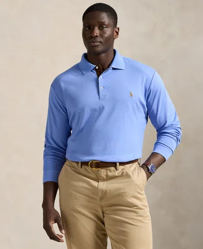 Polo Ralph Lauren Men's Big & Tall Soft Cotton Long-sleeve Polo Shirt In Blue
