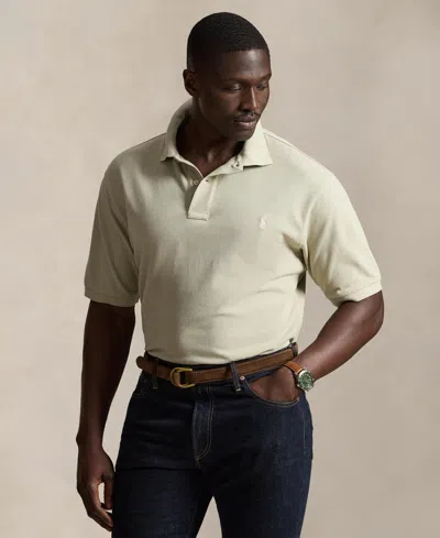 Polo Ralph Lauren Men's Big & Tall The Iconic Mesh Polo Shirt In Classic Stone,c8125