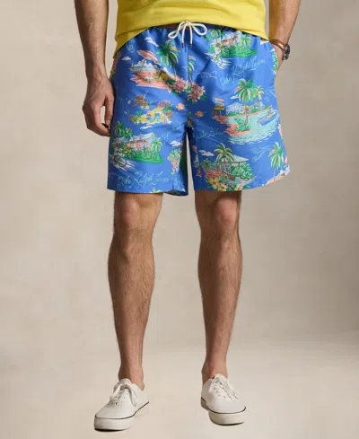 Polo Ralph Lauren Men's Big & Tall Traveler Classic Polo Bear Swim Trunk In Blue