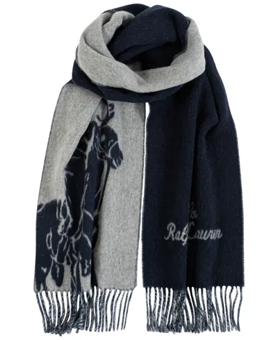 Polo Ralph Lauren Men's Big Pony Jacquard Scarf In Navy,grey