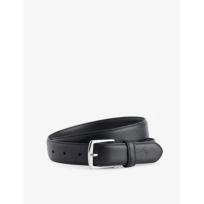 Polo Ralph Lauren Mens Black Logo-embossed Thin Leather Belt