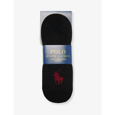 Polo Ralph Lauren Mens Black Logo-embroidered Pack Of Three Stretch-cotton Blend Liner Socks