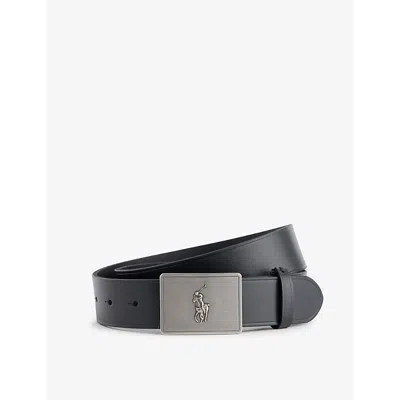 Polo Ralph Lauren Mens Black Logo-engraved Leather Belt