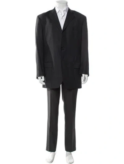 Pre-owned Polo Ralph Lauren Men's Black Plaid Double Vent Wool Blazer In Multi
