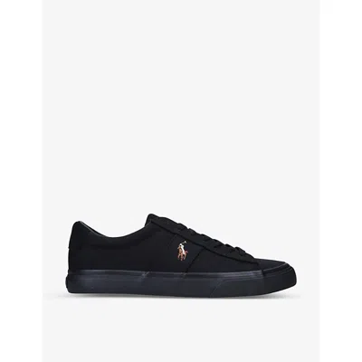 Polo Ralph Lauren Men's Black Sayer Logo-embroidered Canvas Low-top Trainers