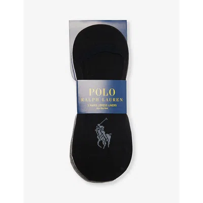 Polo Ralph Lauren Logo-embroidered Pack Of Three Stretch-cotton Blend Liner Socks In Black / White / Grey