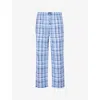 Polo Ralph Lauren Mens Logo-embroidered Regular-fit Cotton Pyjamas Bottoms Blue Plaid In Blue Plaid