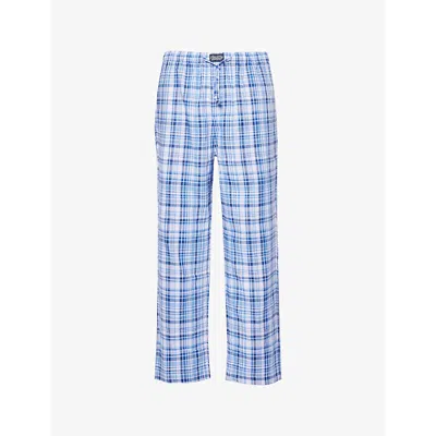 Polo Ralph Lauren Logo-embroidered Regular-fit Cotton Pyjamas Bottoms In Blue Plaid
