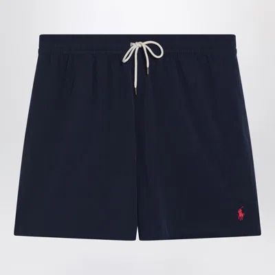 Polo Ralph Lauren Men's Boxer Blue Swim Trunks With Logo