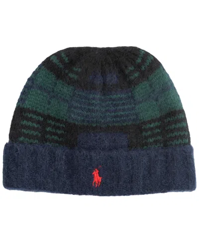 Polo Ralph Lauren Brushed Blackwatch Beanie In Green