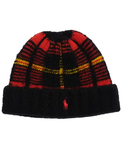 Polo Ralph Lauren Plaid Brushed Wool-blend Beanie In Multi