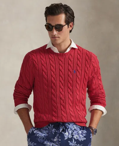 Polo Ralph Lauren Men's Cable-knit Cotton Sweater In Red
