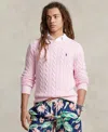 Polo Ralph Lauren Textured Cable Knit Sweater With Logo Embroidery In Carmel Pink