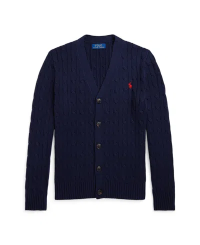 POLO RALPH LAUREN BIG BOYS CABLE-KNIT COTTON V-NECK CARDIGAN SWEATER