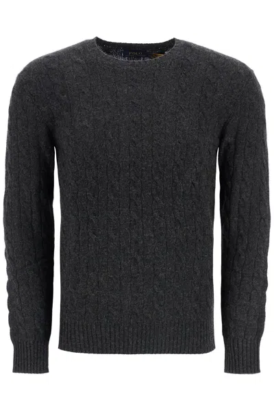 Polo Ralph Lauren Cashmere Cable Knit Crewneck Sweater In Gray
