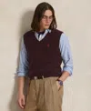 Polo Ralph Lauren Bordeaux Sleeveless Vest With V Neck And Pony Embroidery On The Front In Wool And Cashmere Man In Brown