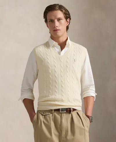 Polo Ralph Lauren Men's Cable-knit Wool-cashmere Sweater Vest In Neutral