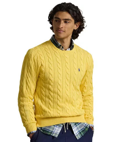 Polo Ralph Lauren Men's Cable-knit Cotton Sweater In Collegiate Yellow