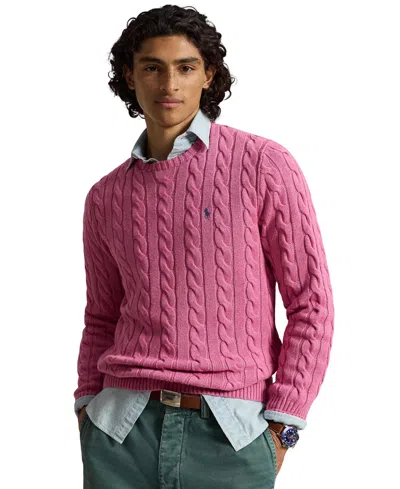 Polo Ralph Lauren Men's Cable-knit Cotton Sweater In Thuian Pink Heather