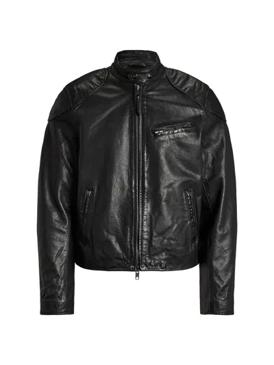 Polo Ralph Lauren Men's Café Racer Leather Biker Jacket In Black