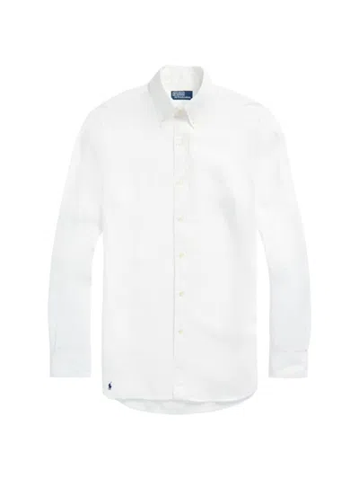 Polo Ralph Lauren Men's Linen Chambray Custom Fit Button Down Shirt In White
