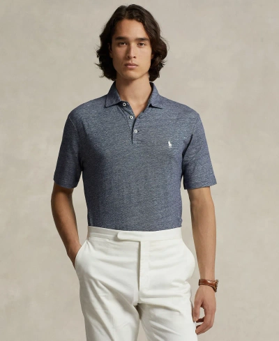 Polo Ralph Lauren Men's Classic-fit Cotton-linen Mesh Polo Shirt In Spring Navy Hthr,nevis